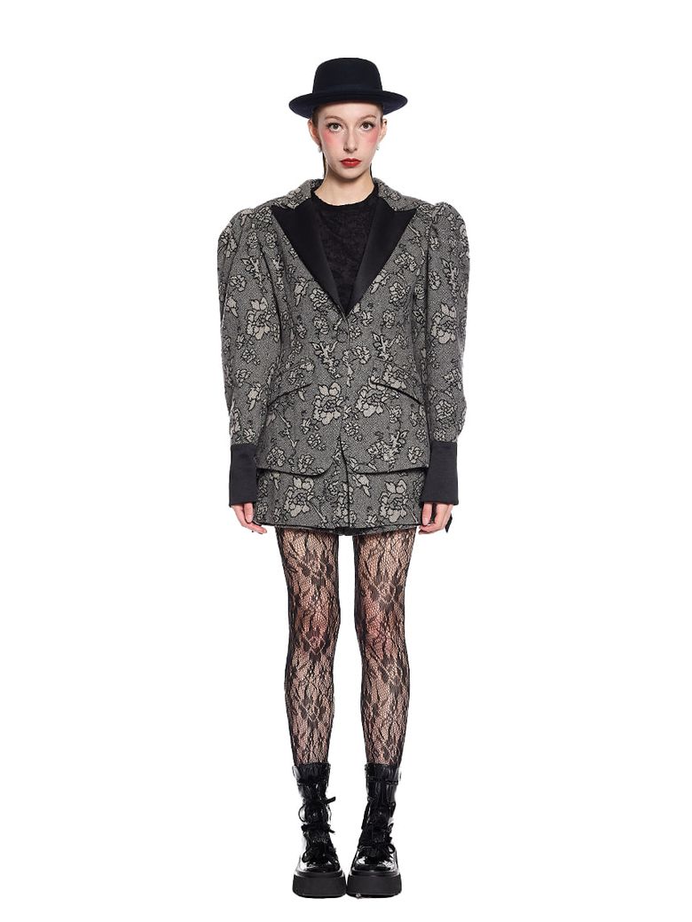 Flower Wool Shoulder Jacket