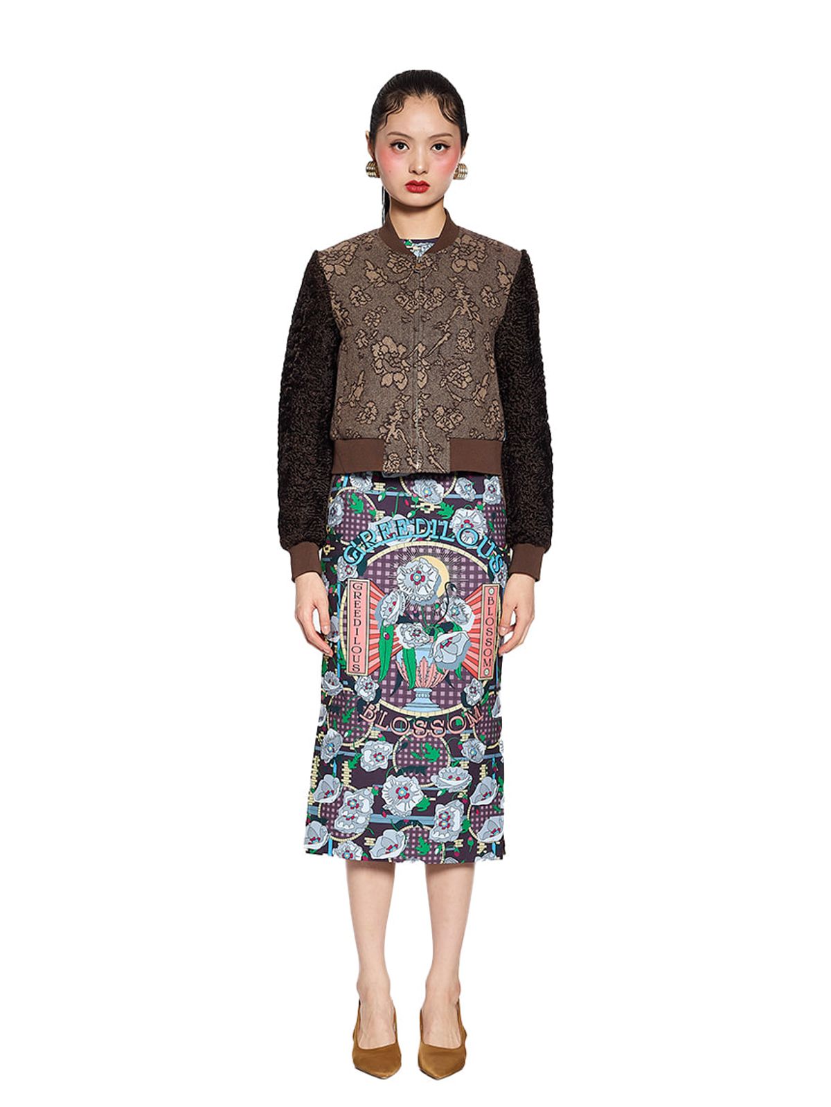 그리디어스(GREEDILOUS) Floor Jacquard Wool Blossom Back Printing Jumper