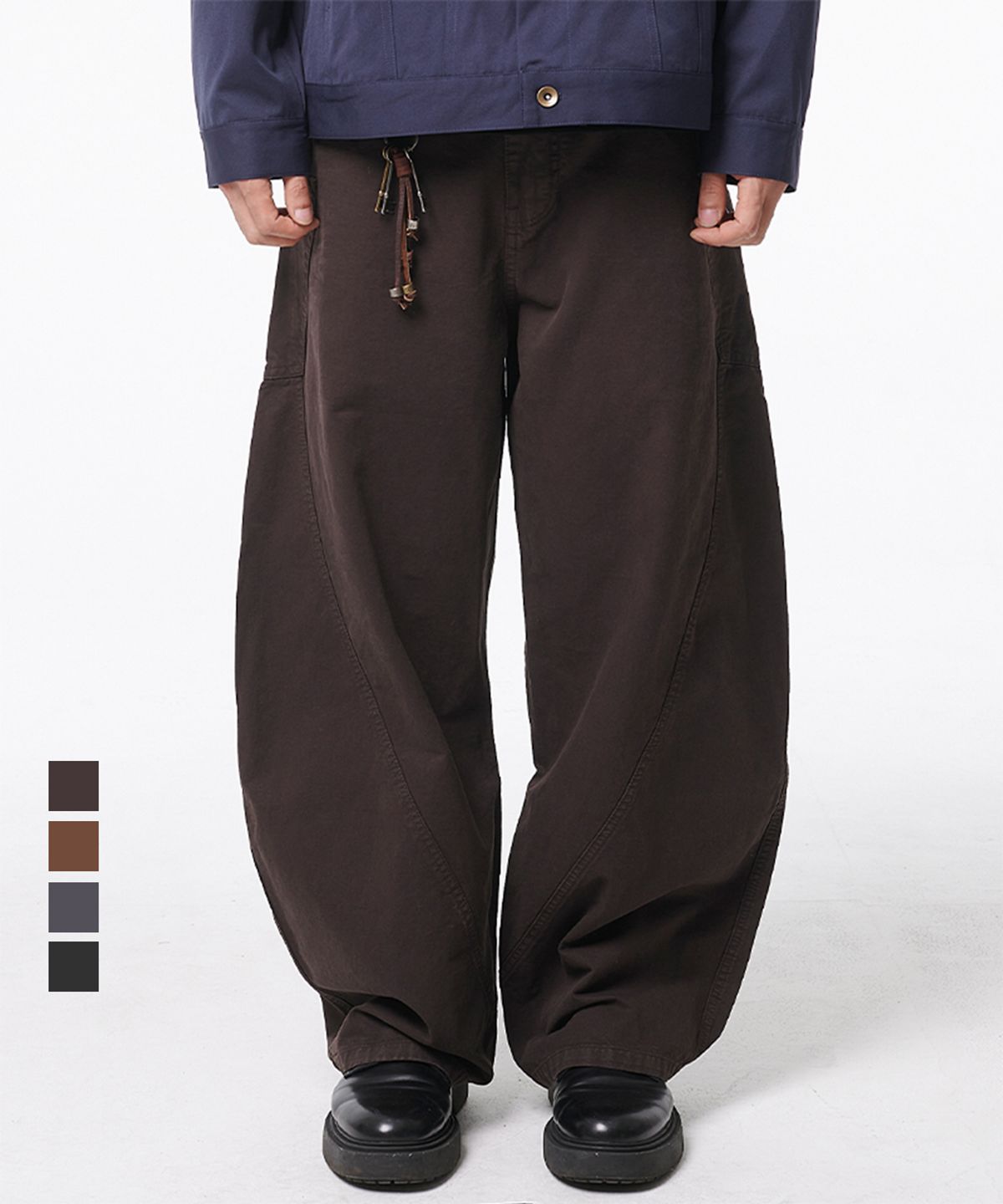 아티스트웨어(ARTISTWEAR) [4COLORS] 커브드 절개 와이드 코튼팬츠