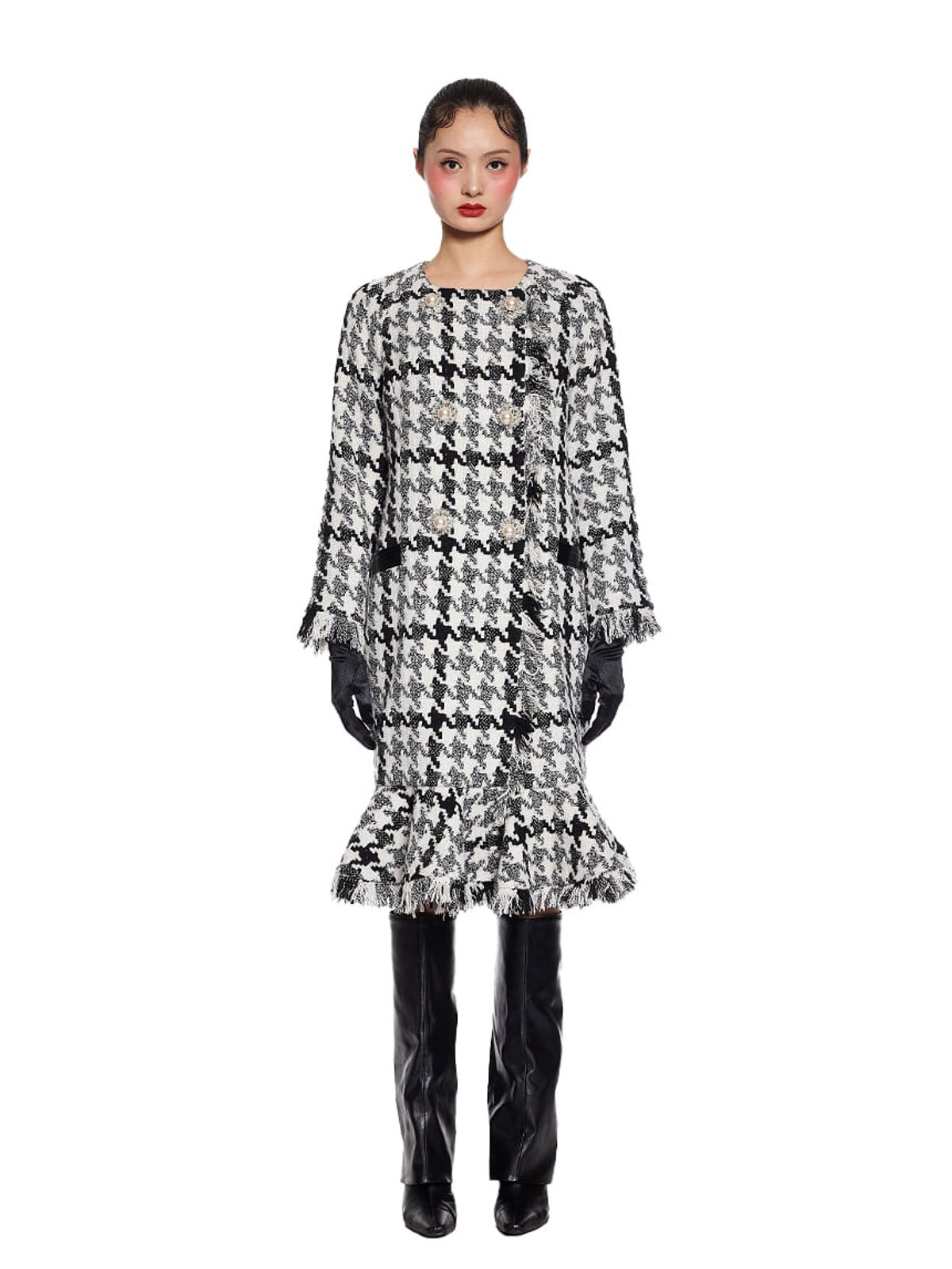 그리디어스(GREEDILOUS) Houndtooth Mermaid Tail Coat Dress