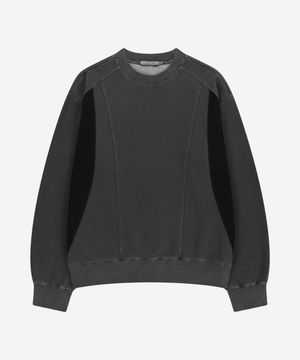 DEV:7 GARMENT DYE TEXTURE SWEATSHIRT_BLACK