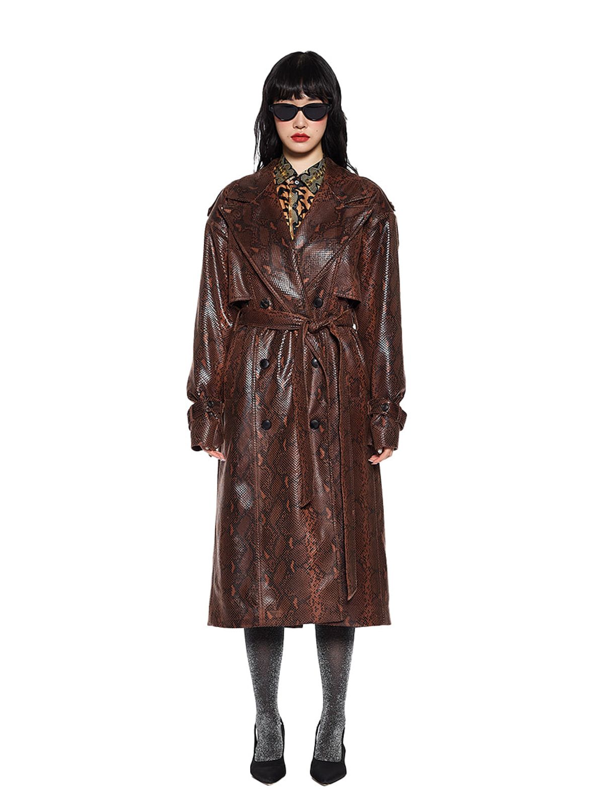 그리디어스(GREEDILOUS) Faux-Snake Trench Belt Coat