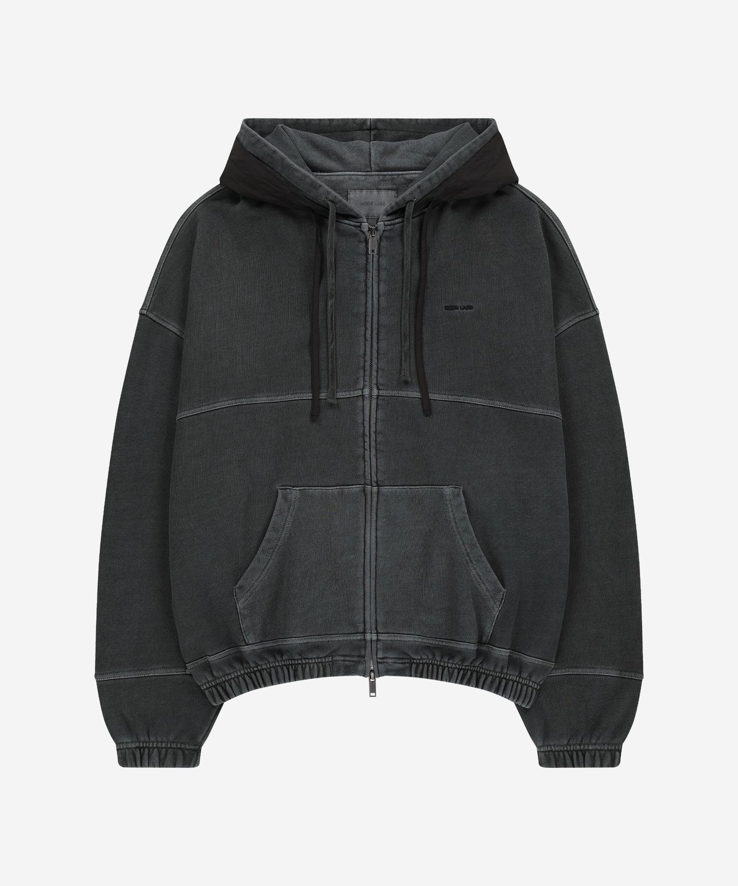 MUSINSA | NODE LABS DEV:7 GARMENT DYE DOUBLE HOODIE ZIP-UP_BLACK