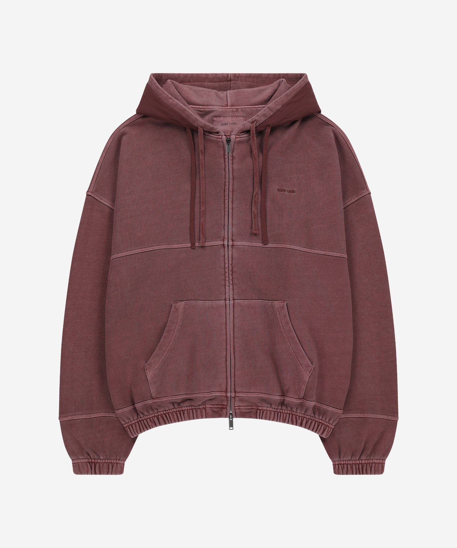 MUSINSA | NODE LABS DEV:7 GARMENT DYE DOUBLE HOODIE ZIP-UP_DARK PINK