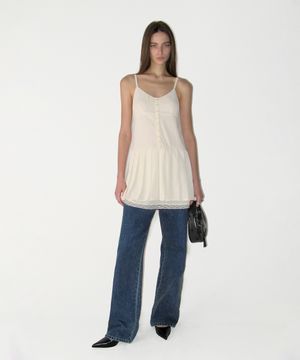 Lace Pleats Midi One-piece, IVORY