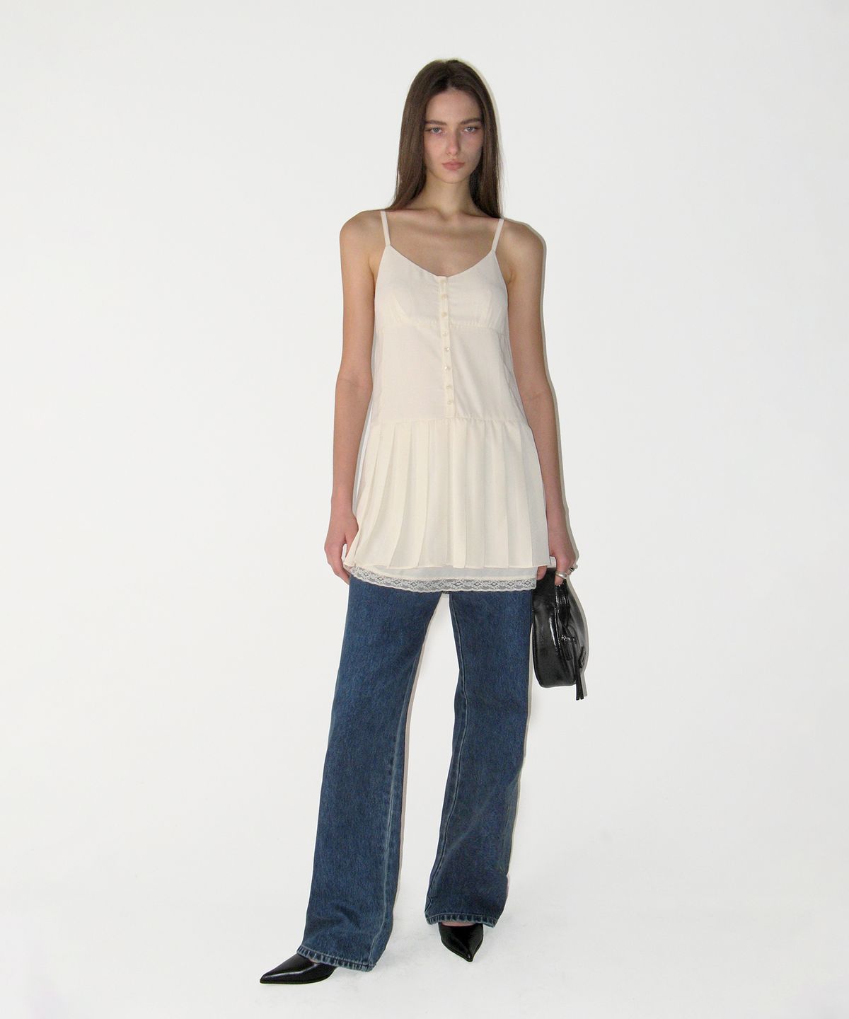 썬번프로젝트(SUNBURNPROJECT) Lace Pleats Midi One-piece, IVORY