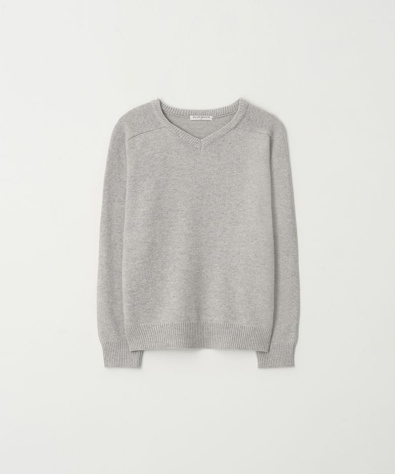 Fine Wool V Neck Knit GREY