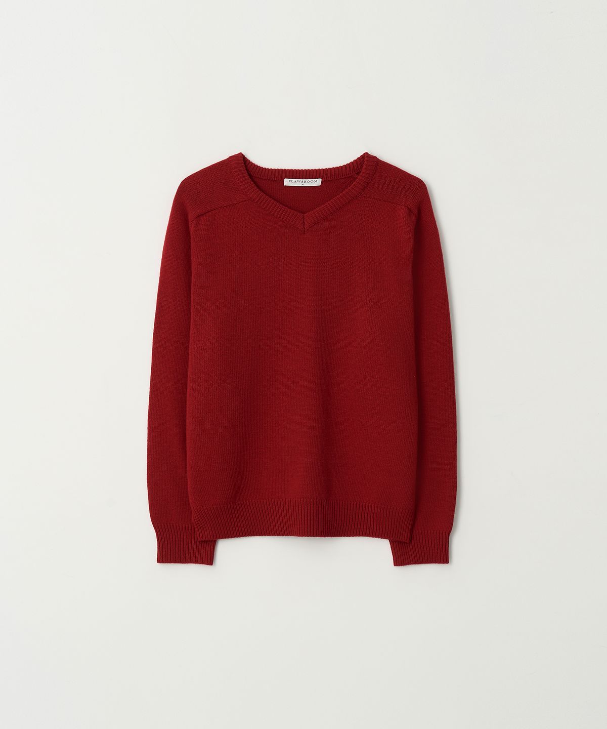 플로즈룸(FLAWSROOM) Fine Wool V Neck Knit DEEP RED