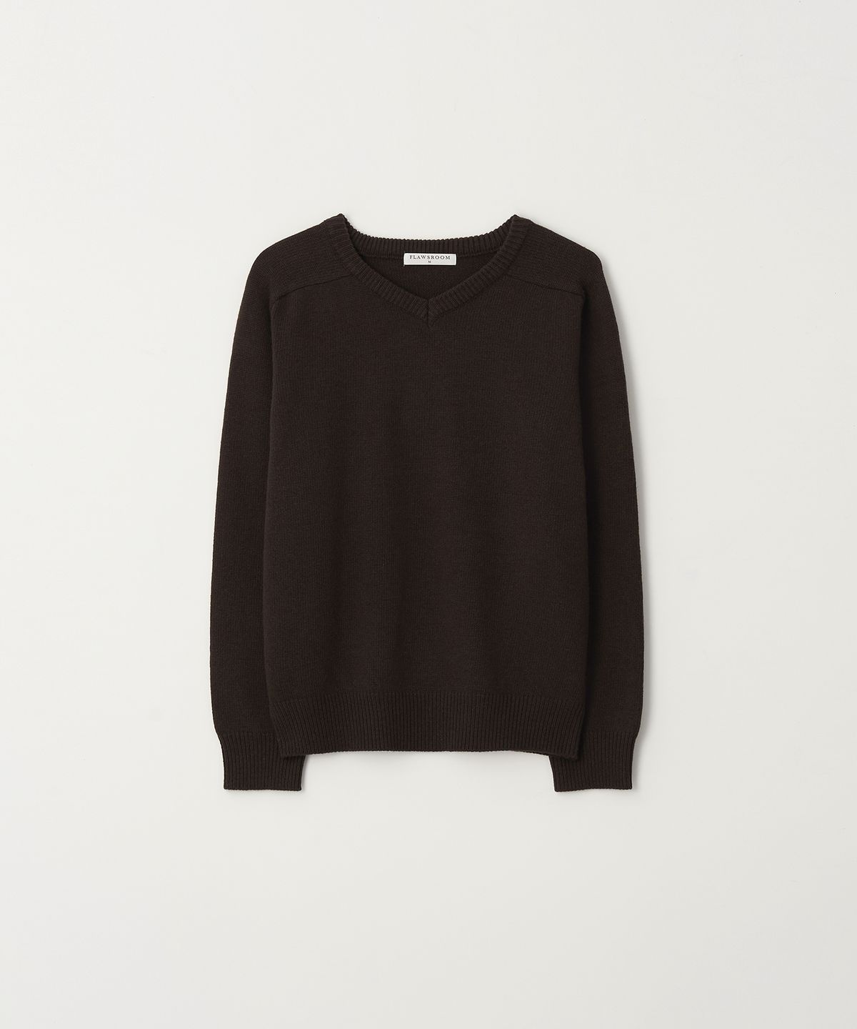 플로즈룸(FLAWSROOM) Fine Wool V Neck Knit DARK BROWN