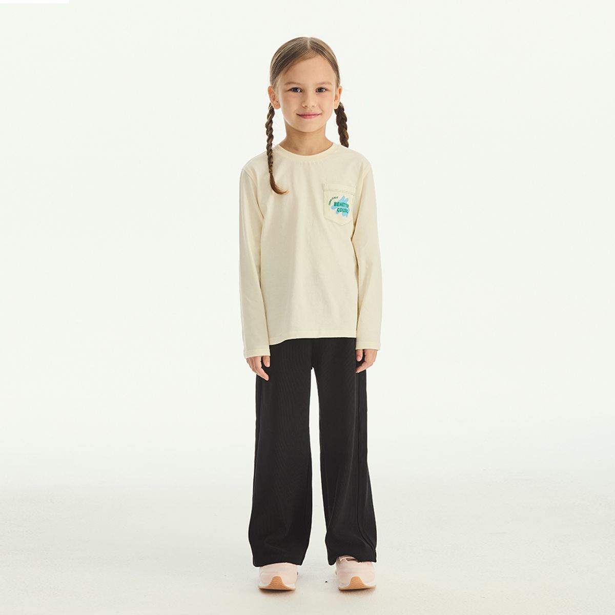 베네통키즈(BENETTONKIDS) 루즈핏 져지 팬츠_QALG08541BK