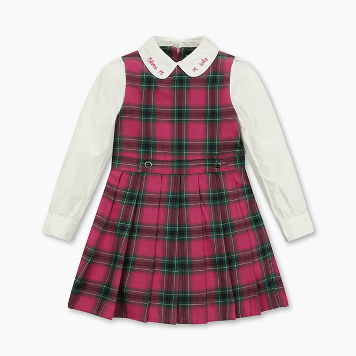 베네통키즈(BENETTONKIDS) 레이어드 체크 원피스_QAOP08541PK