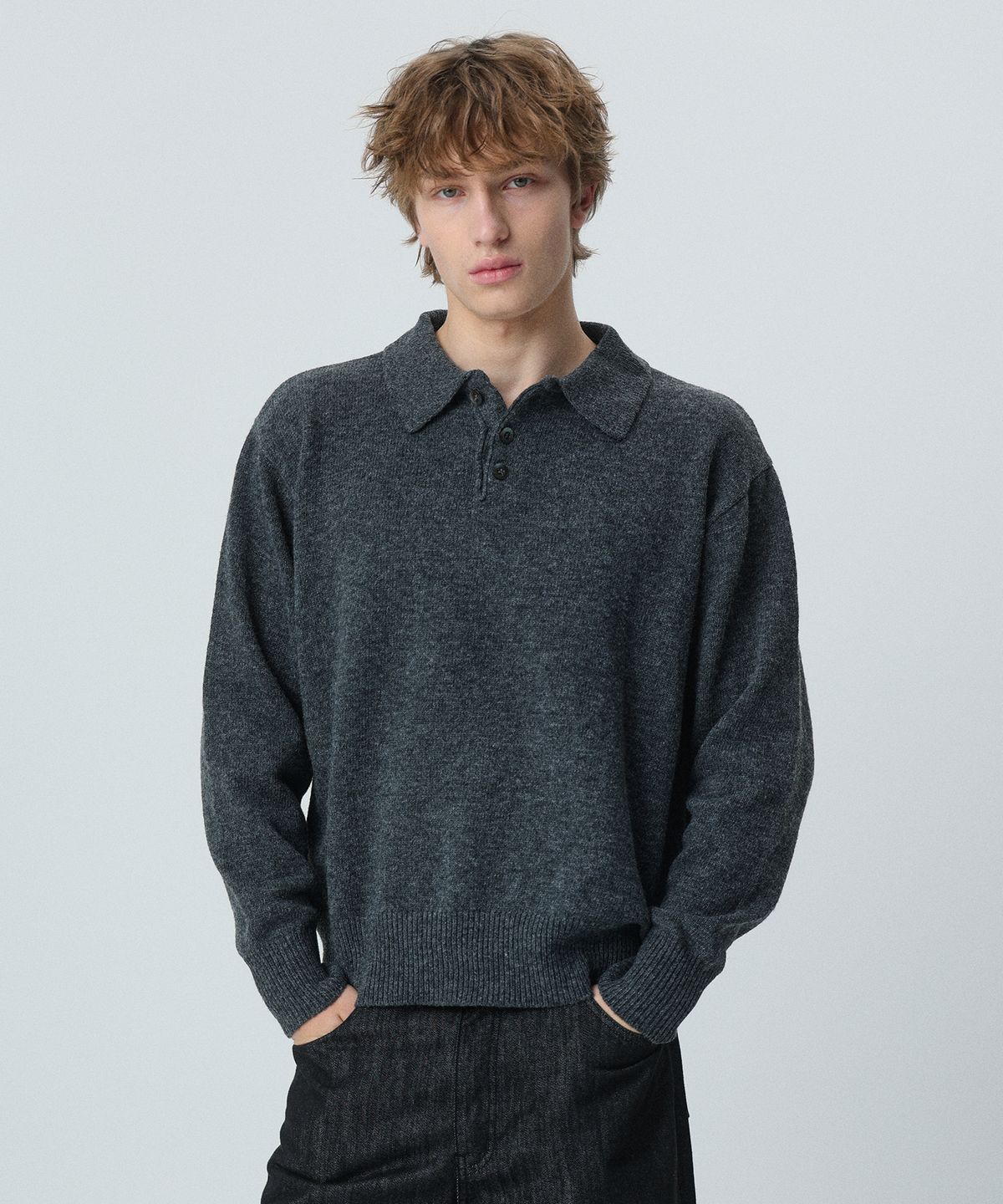 플로즈룸(FLAWSROOM) Misty Collar Knit CHARCOAL