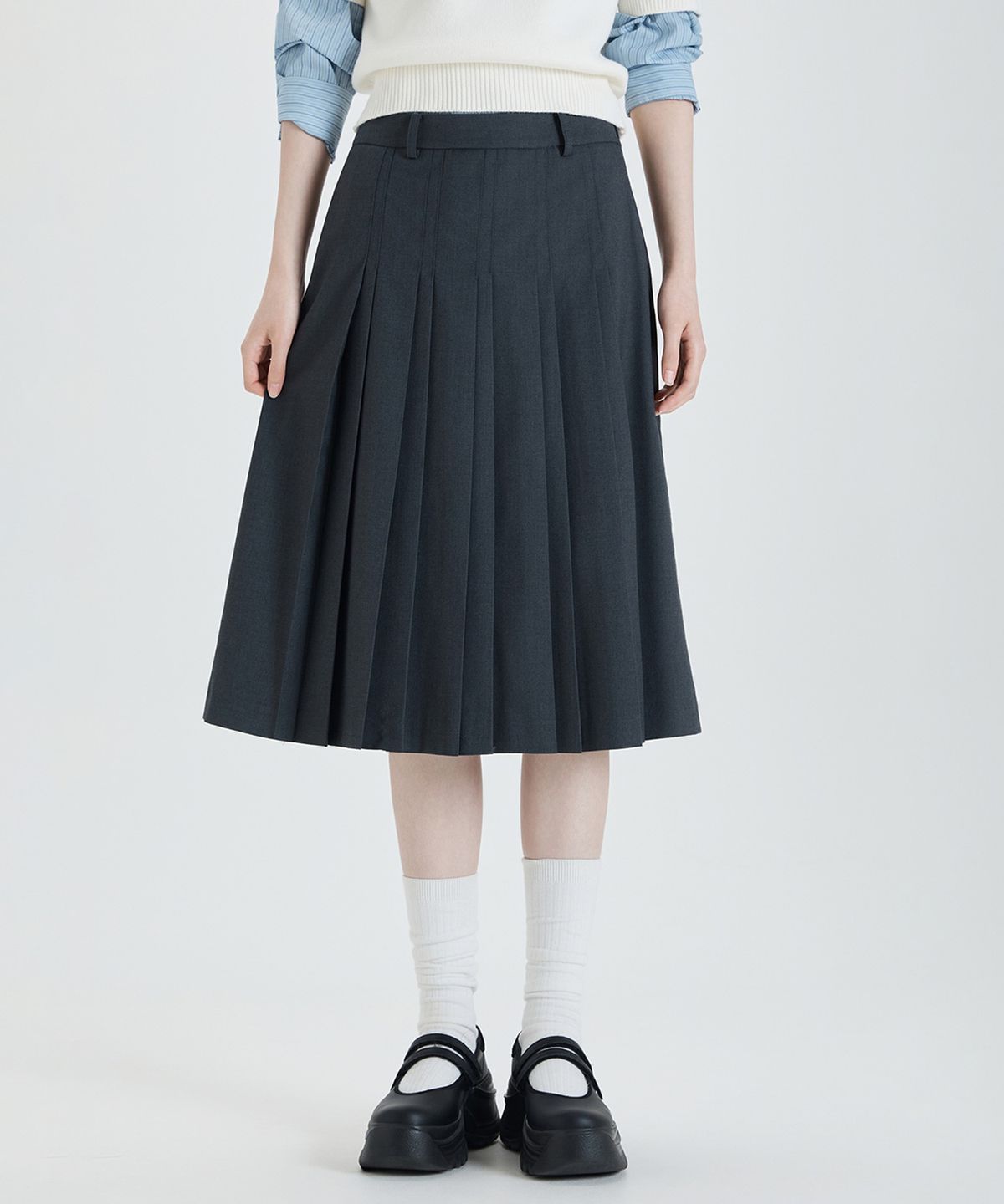 미쏘(MIXXO) 미디 플리츠 스커트_MIWWHG913G