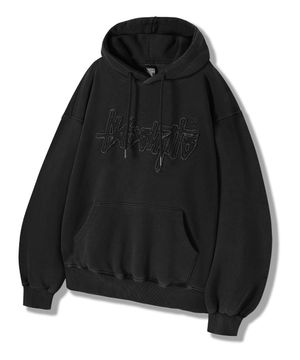 OG 아플리케 자수 피그먼트 후드티 스모크블랙 YHT-403