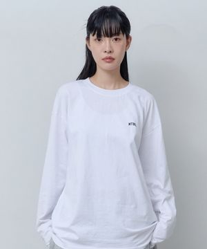 스몰 로고 베이직 롱 슬리브 티셔츠 (화이트)