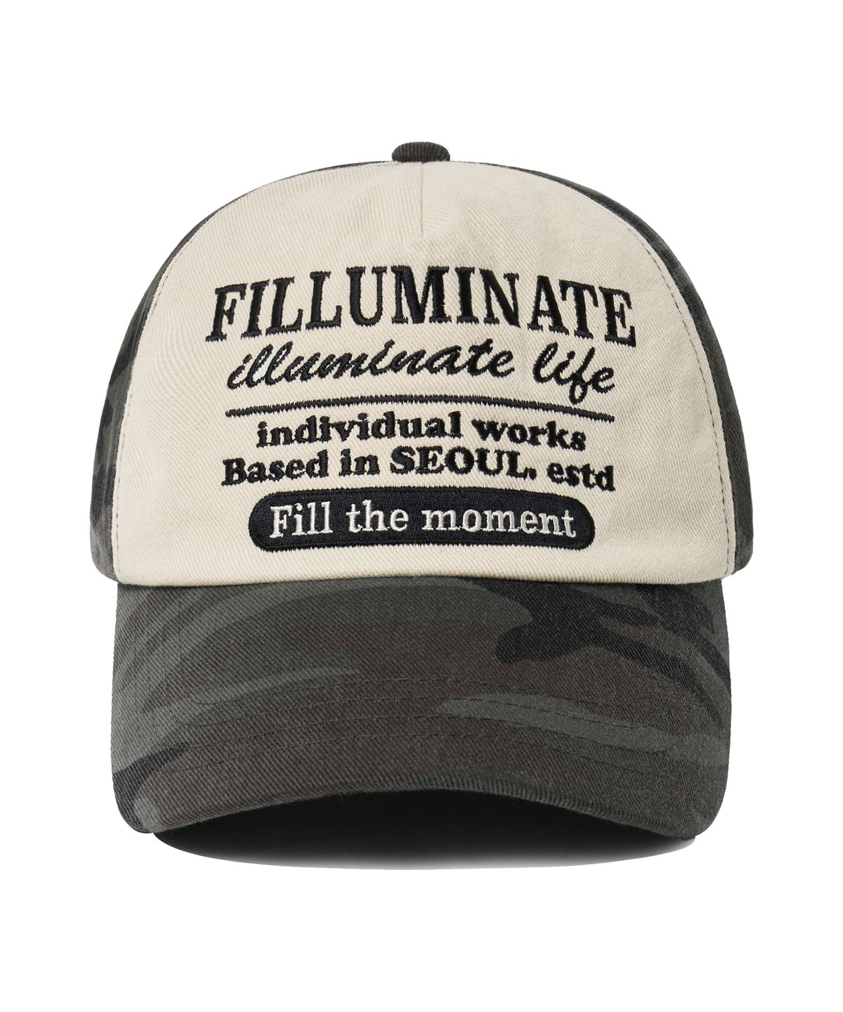 필루미네이트(FILLUMINATE) 스크립트 레터링 투 톤 볼캡-다크그린