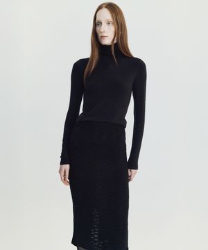 Lenna wool turtleneck t-shirt _ Black