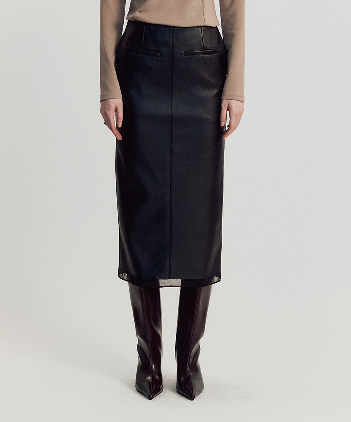 메이버유(MAYVERU) norby leather skirt _ Black
