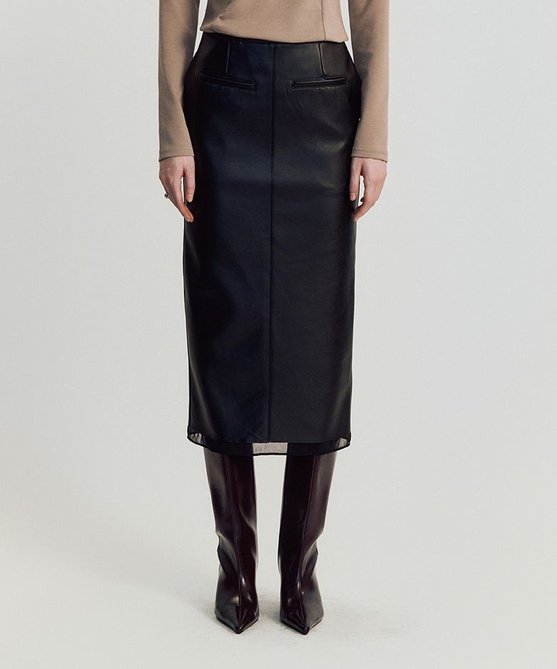 norby leather skirt _ Black