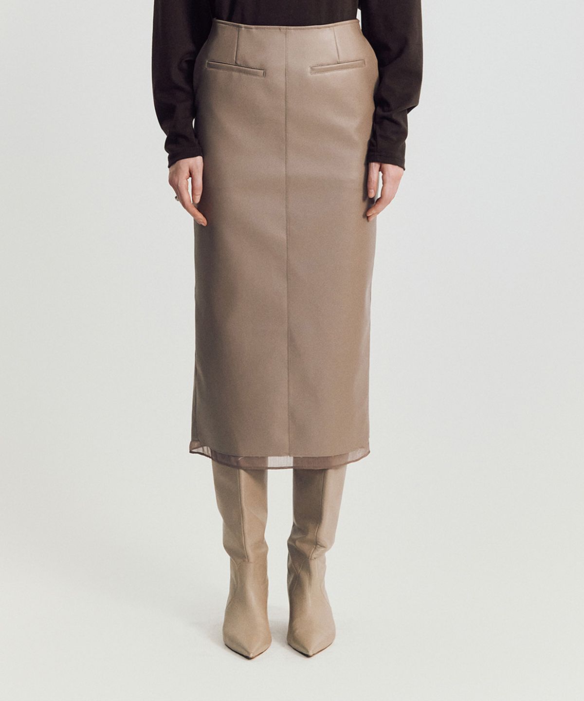 메이버유(MAYVERU) norby leather skirt _ Beige