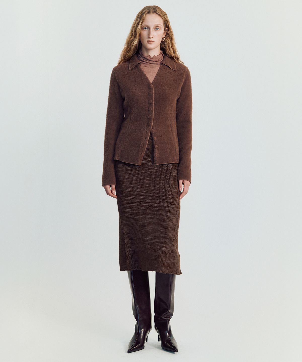 메이버유(MAYVERU) Shawble tweed skirt _ Brown