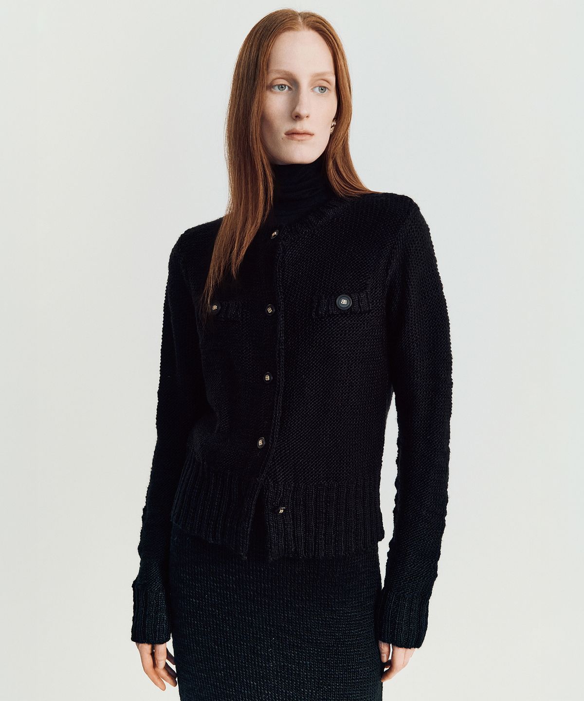 메이버유(MAYVERU) Shawble tweed knitwear _ Black