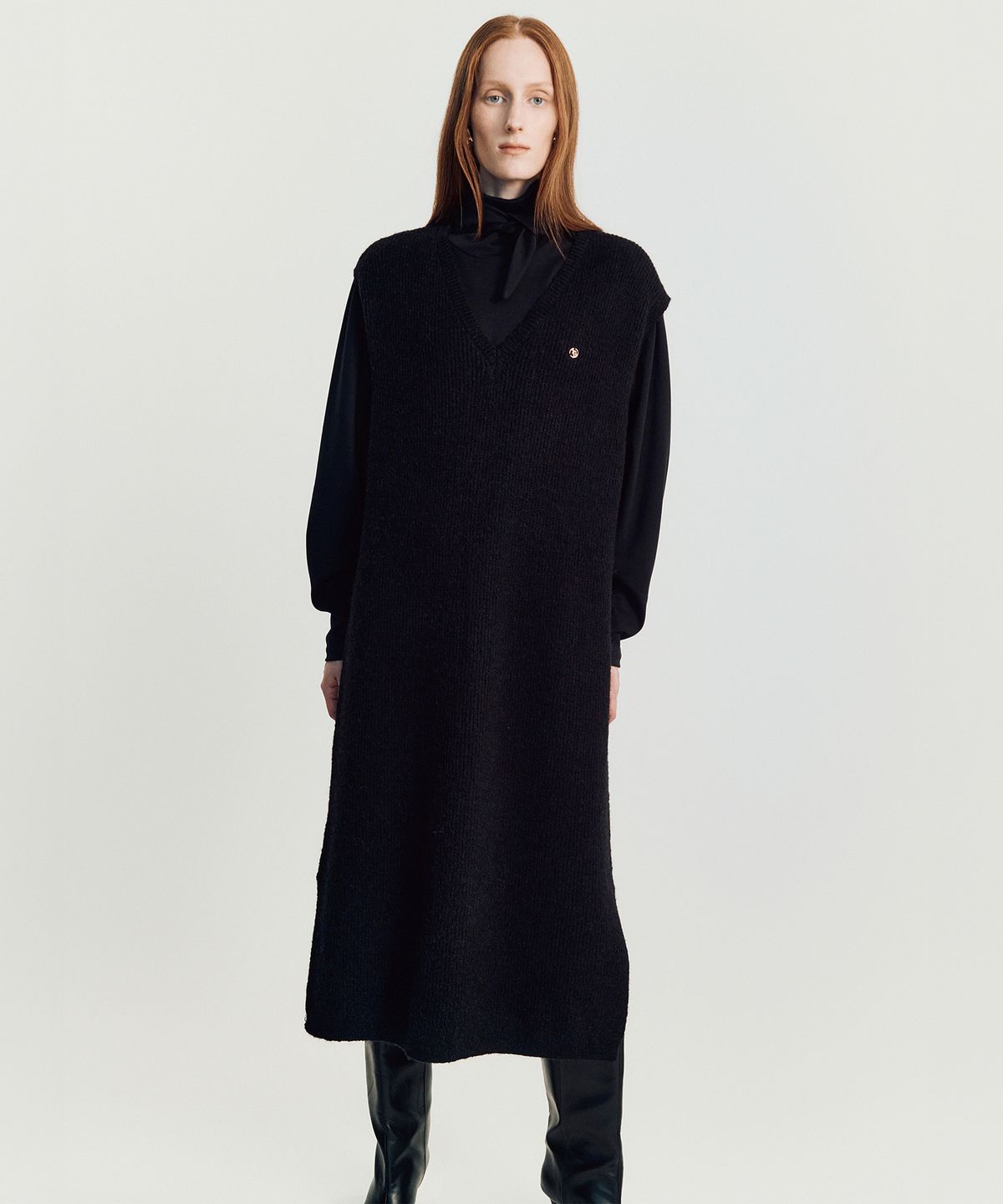 메이버유(MAYVERU) Volodina Knit Long Vest _ Black