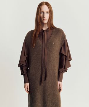 Volodina Knit Long Vest _ Brown