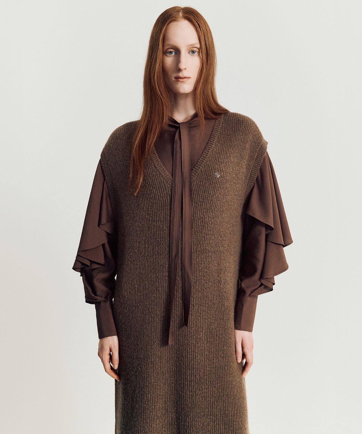 메이버유(MAYVERU) Volodina Knit Long Vest _ Brown