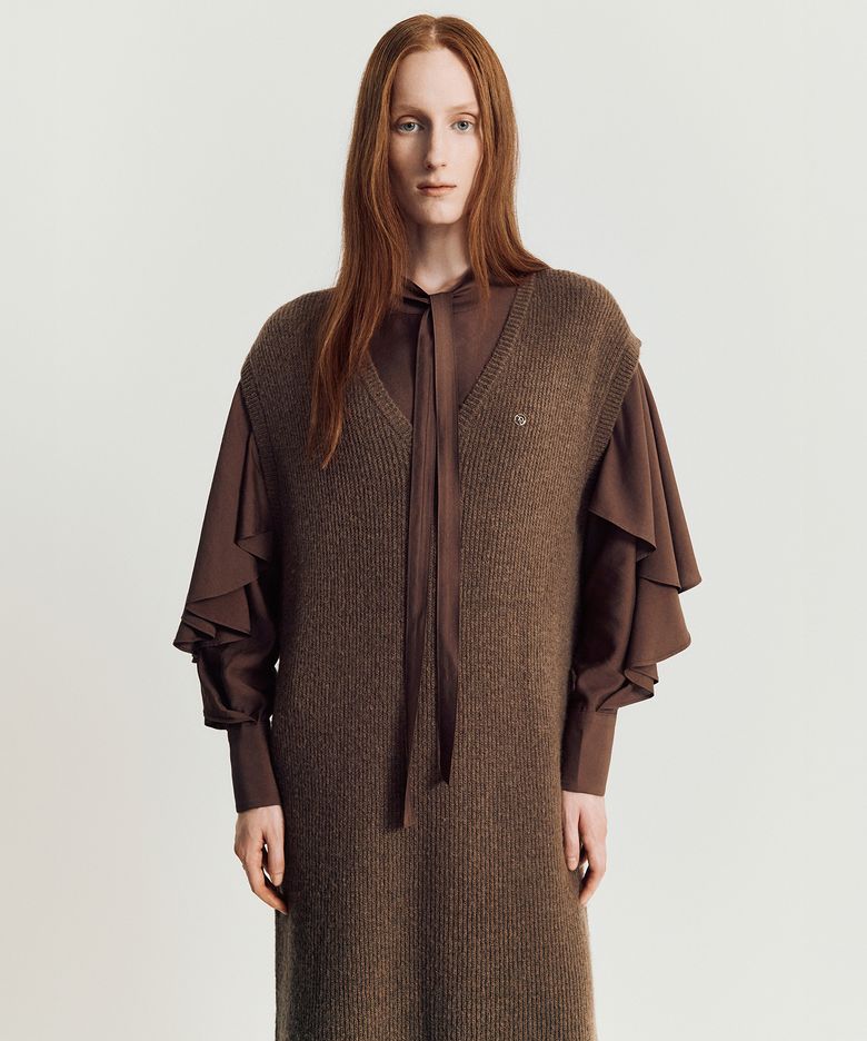 Volodina Knit Long Vest _ Brown