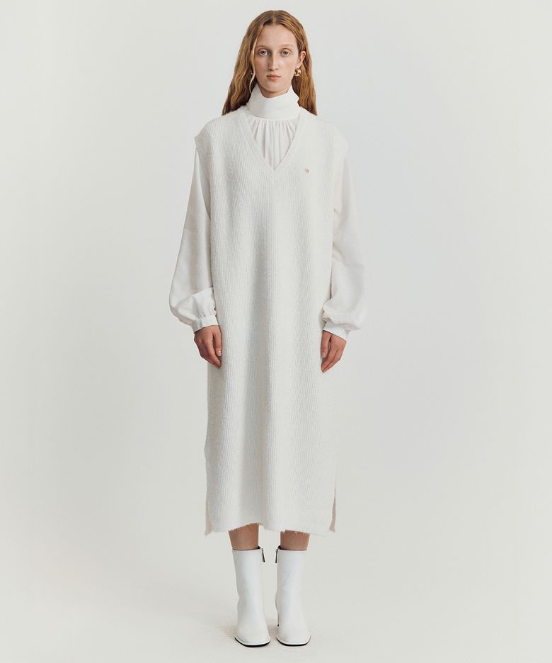 Volodina Knit Long Vest _ Ivory