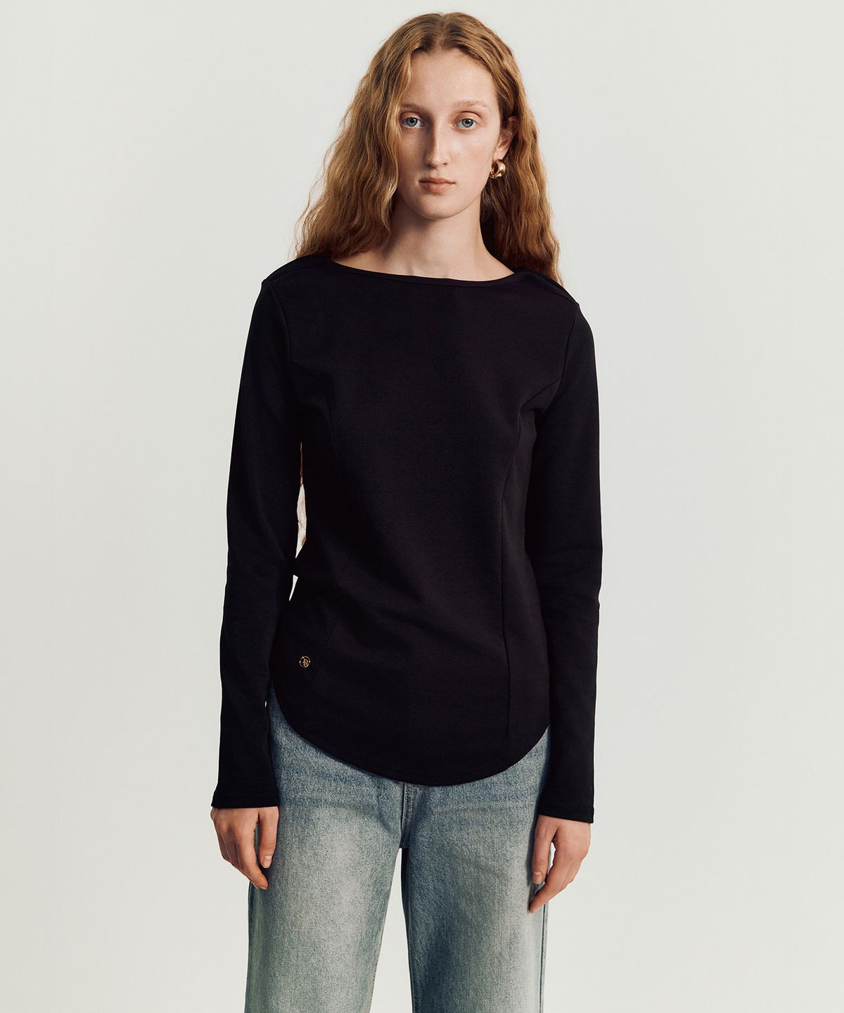 메이버유(MAYVERU) Batto boat Neck T-shirt _ Black
