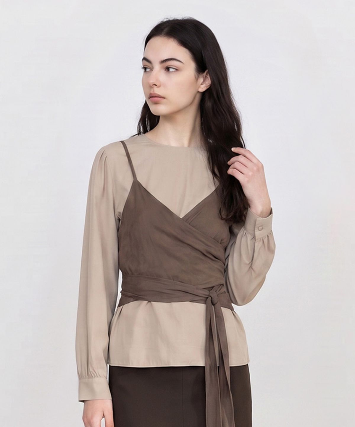 메이버유(MAYVERU) Helia Bustier Blouse _ Beige