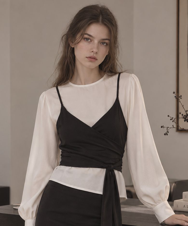 Helia Bustier Blouse _ Ivory