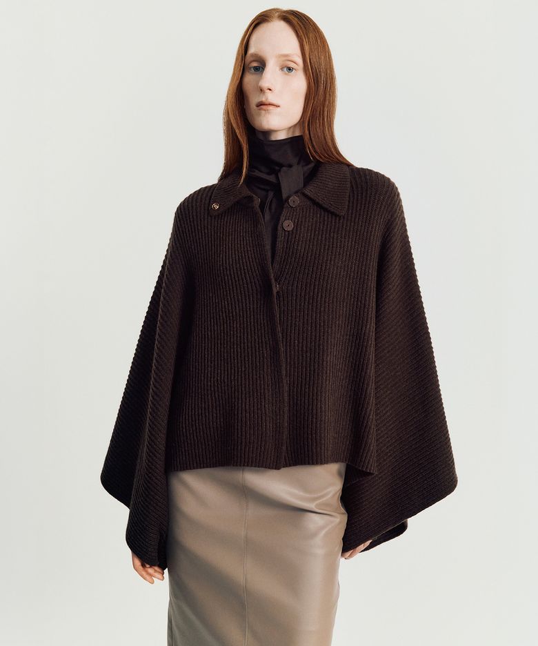 Roddie Cape Knit jacket _ Brown