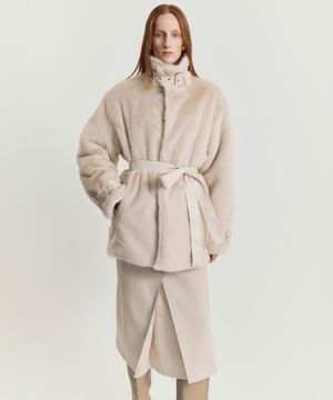 Sicilian reversible fur jacket _ Ivory