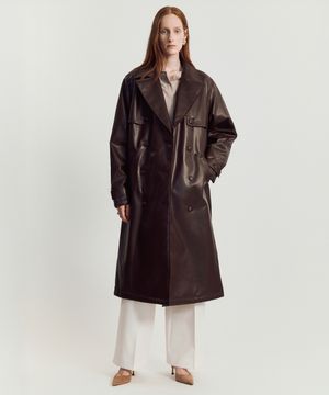 Fonda leather coat _ Brown