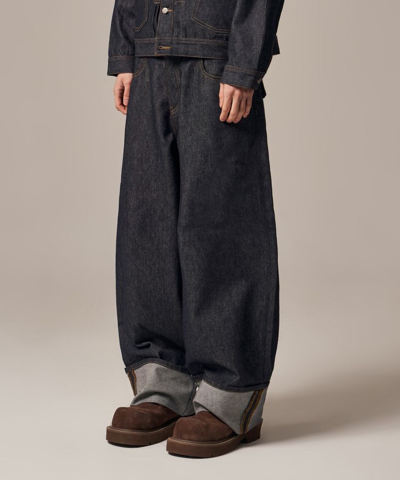 Bolly Roll Up Raw Denim Pants Indigo