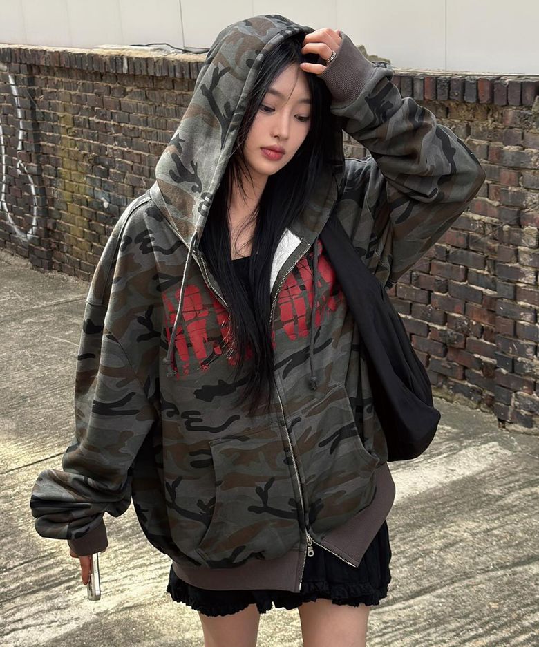 Oblique Hoodie Zip Up Dark Multi