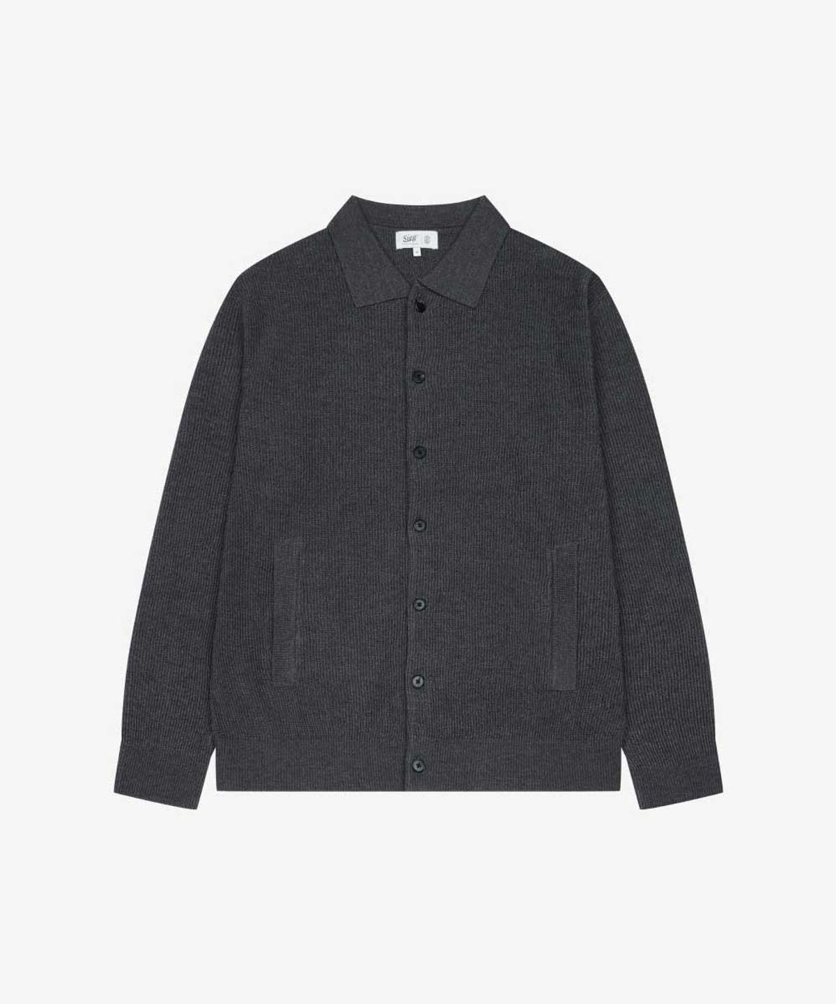 지이크(SIEG) 세로 변형 조직 카라 가디건 멜란지그레이 (PJUCH8004)