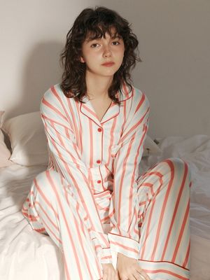 (uni) 엘프렌치 피치기모 긴팔 카라 잠옷 세트