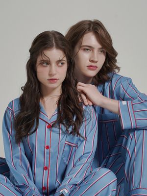 [2PACK] (uni) 블루조니 긴팔 카라 잠옷 세트