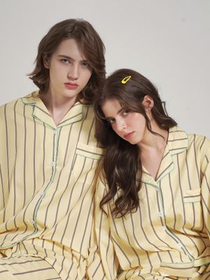 [2PACK] (uni) 옐로디아 긴팔 카라 잠옷 세트