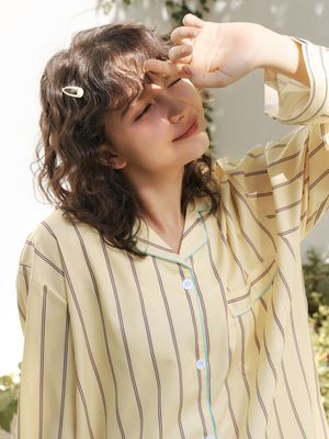 (uni) 옐로디아 긴팔 카라 잠옷 세트