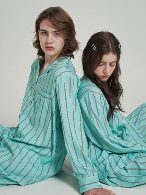 [2PACK] (uni) 민트레이 긴팔 카라 잠옷 세트