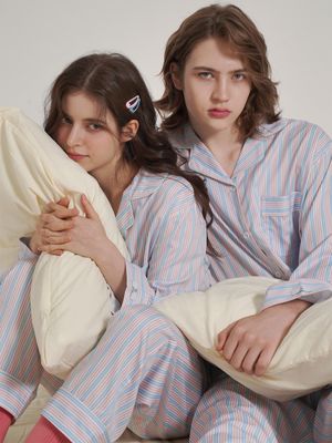 [2PACK] (uni) 캔디베일 긴팔 카라 잠옷 세트