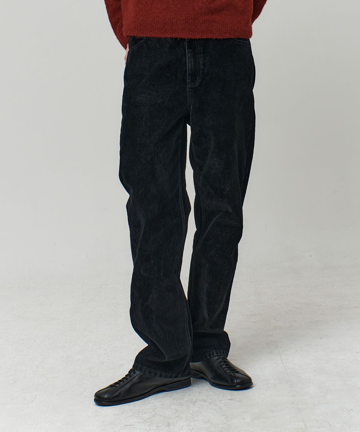 플로즈룸(FLAWSROOM) Velvet Black  Straight Denim Pants