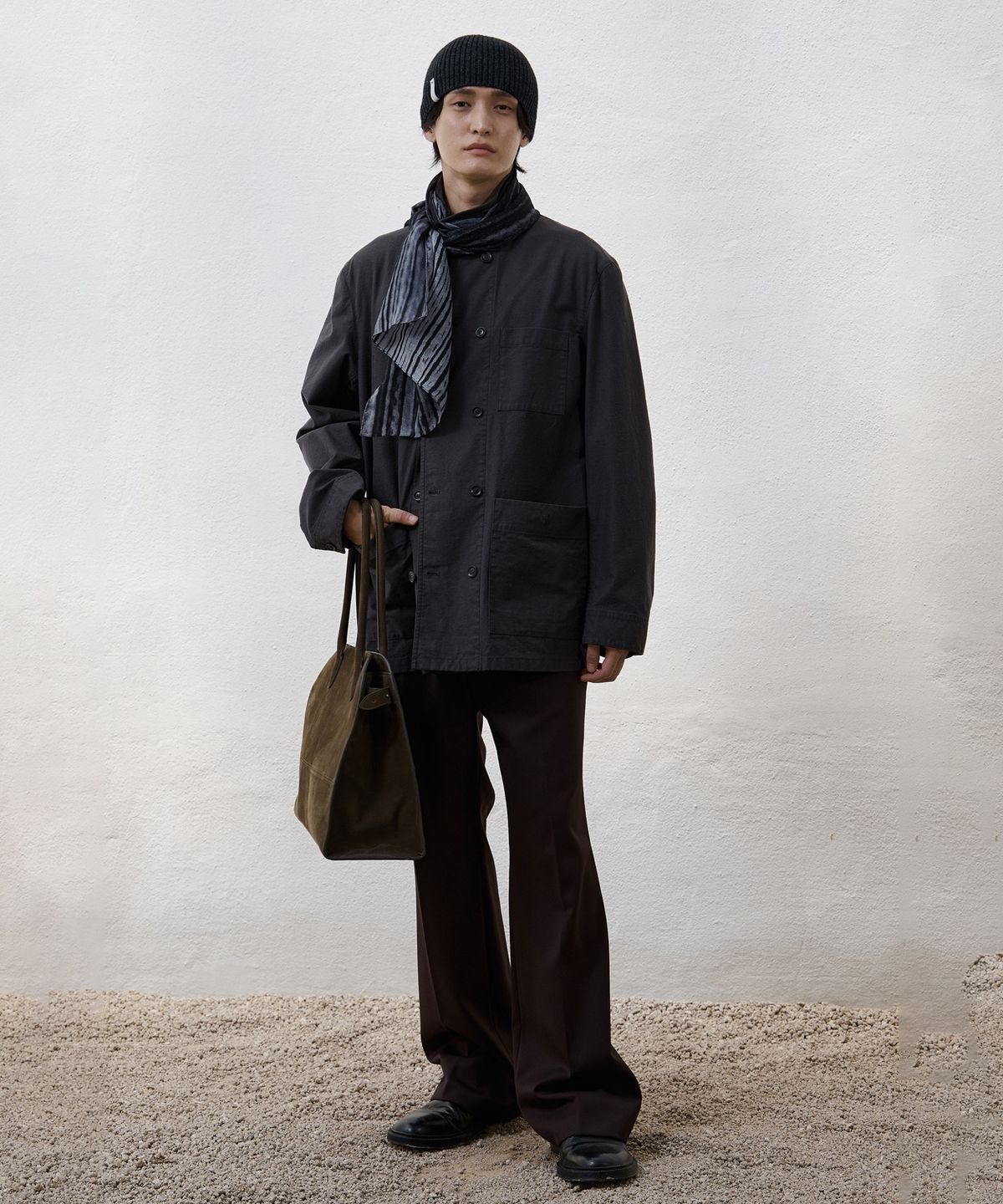 유스(YOUTH) Double Breasted French Work Jacket - Charcoal Grey