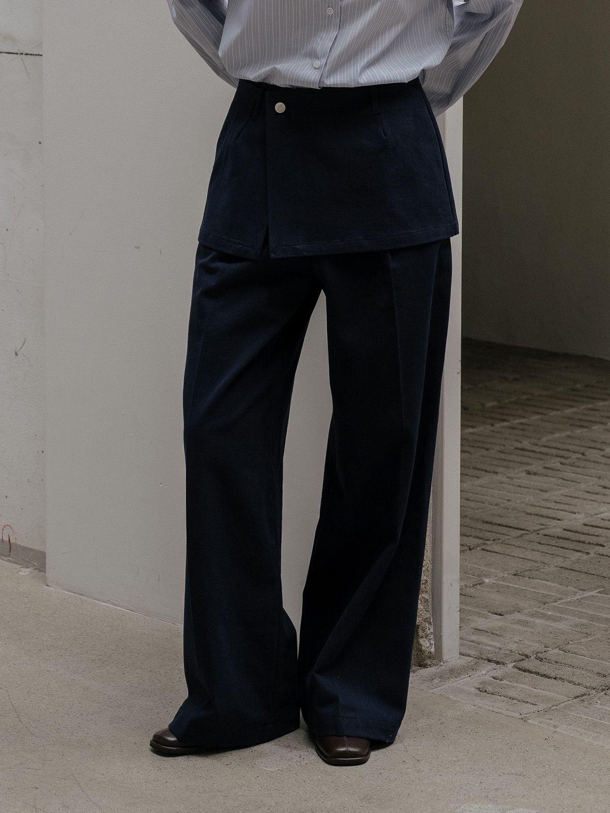 프리버07(FRIVER07) Layered skirt pants FRFA01PT02_Navy