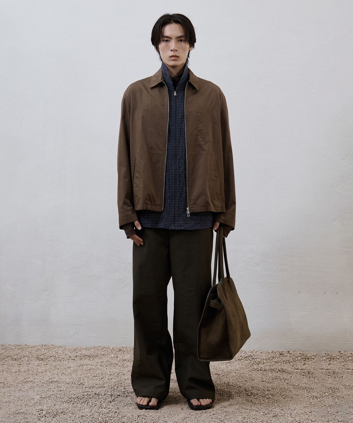 유스(YOUTH) Washed Cotton Zip-up Jacket - Olive